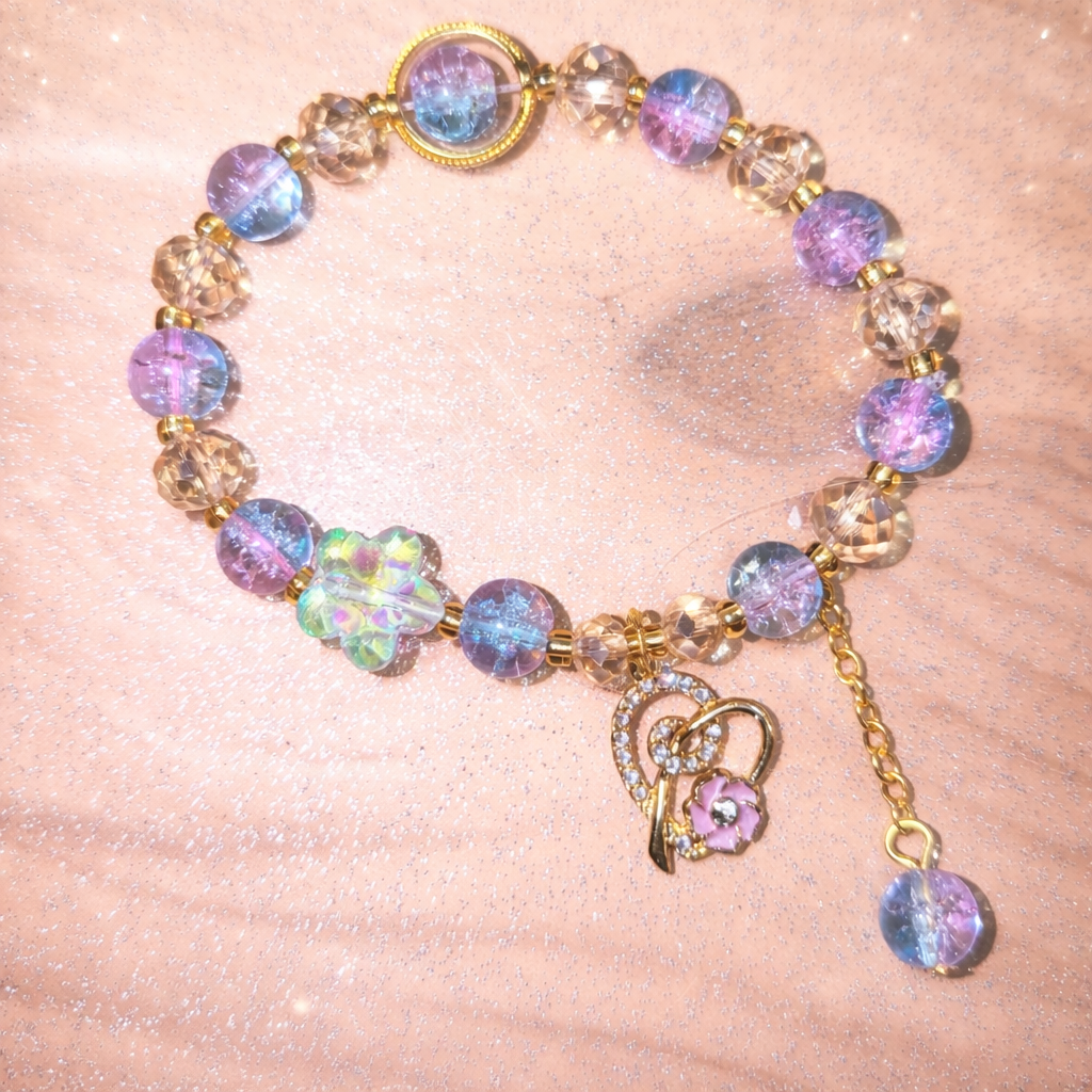 Multicolor Armband mit Sternchen Herzanhänger Kettchen