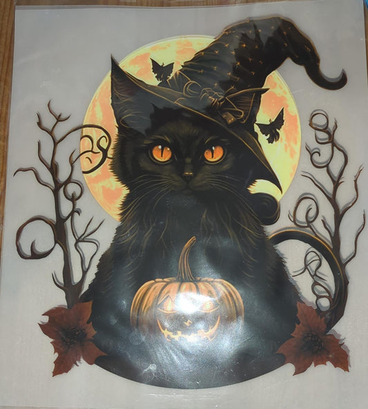 Großes Bügelbild  Katze schwarz Mond Dunkel Halloween Zauberei GBB000108