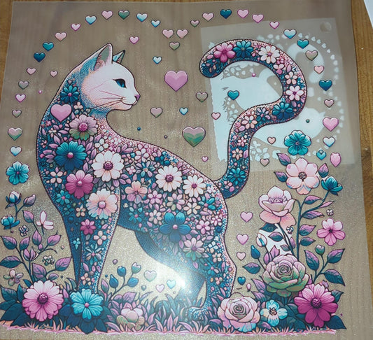 Bügelbilder Set Katze Blumen Herz rosa petrol SGBB00071