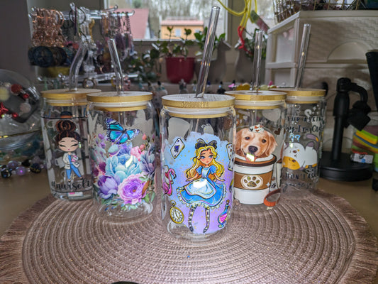 Fertig beklebte Gläser