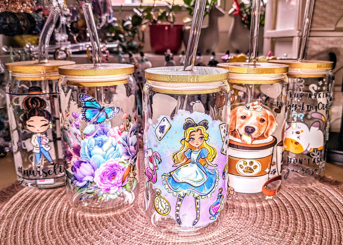 Fertig beklebte Gläser