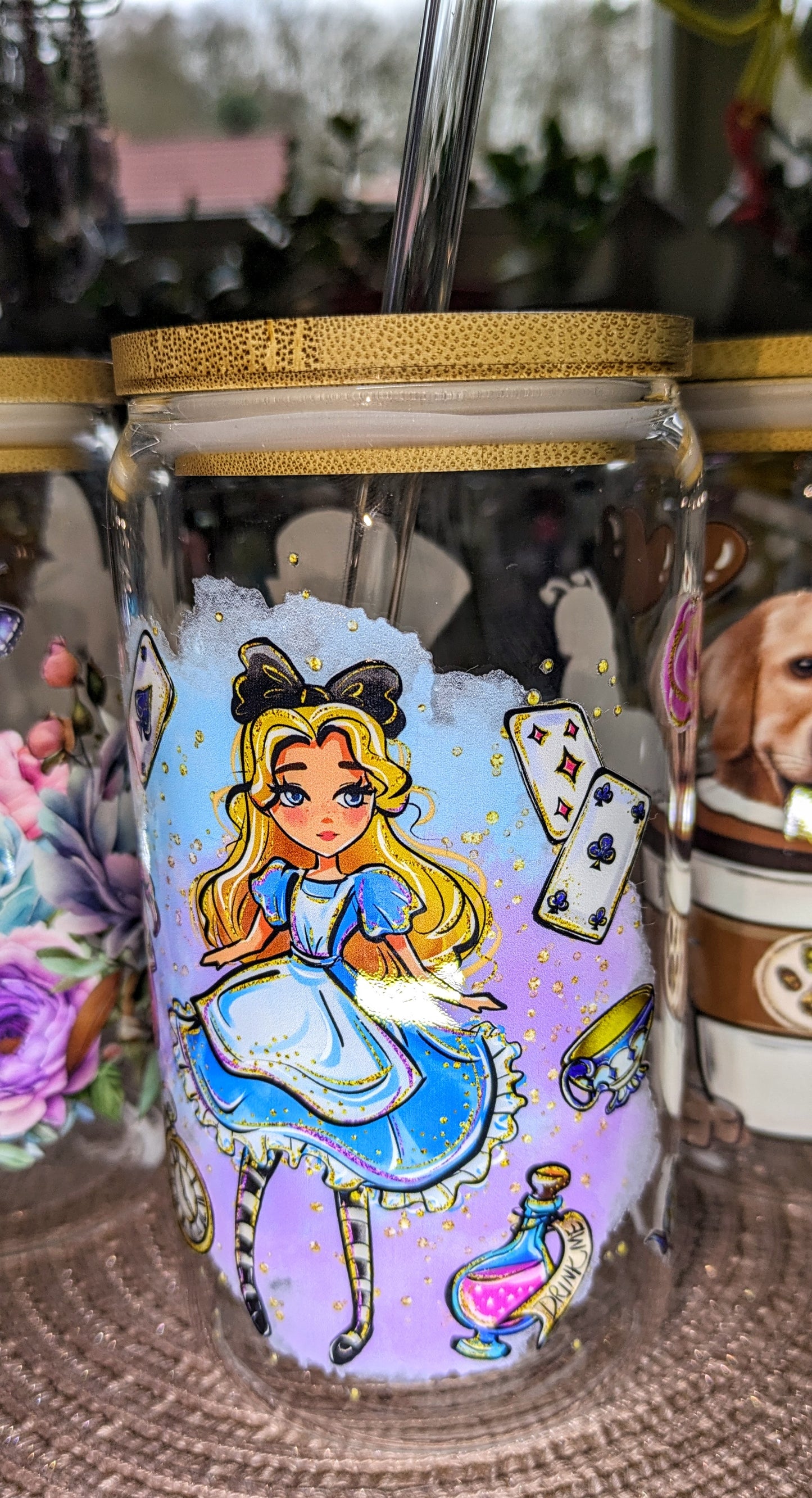 Fertig beklebte Gläser