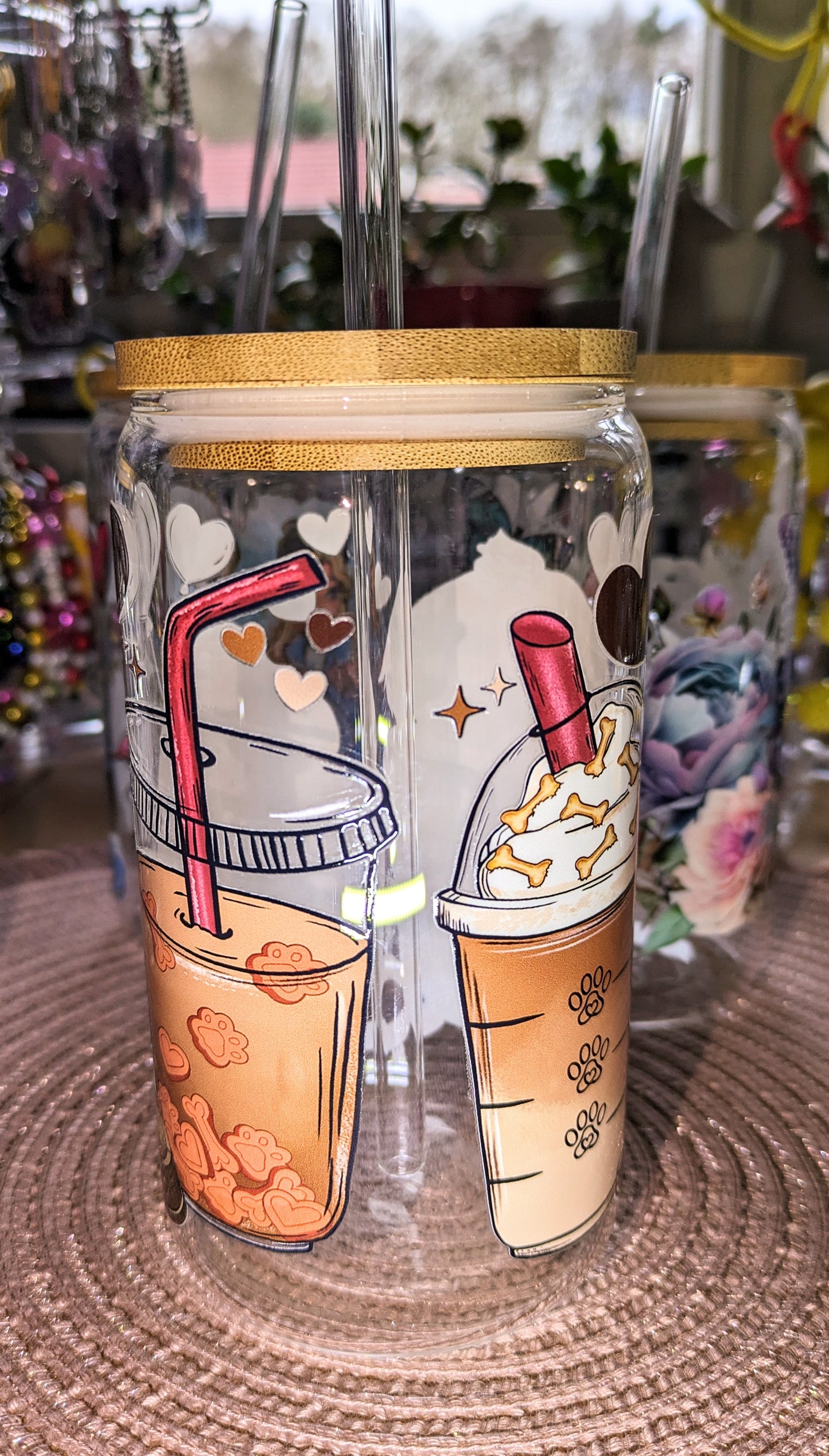 Fertig beklebte Gläser