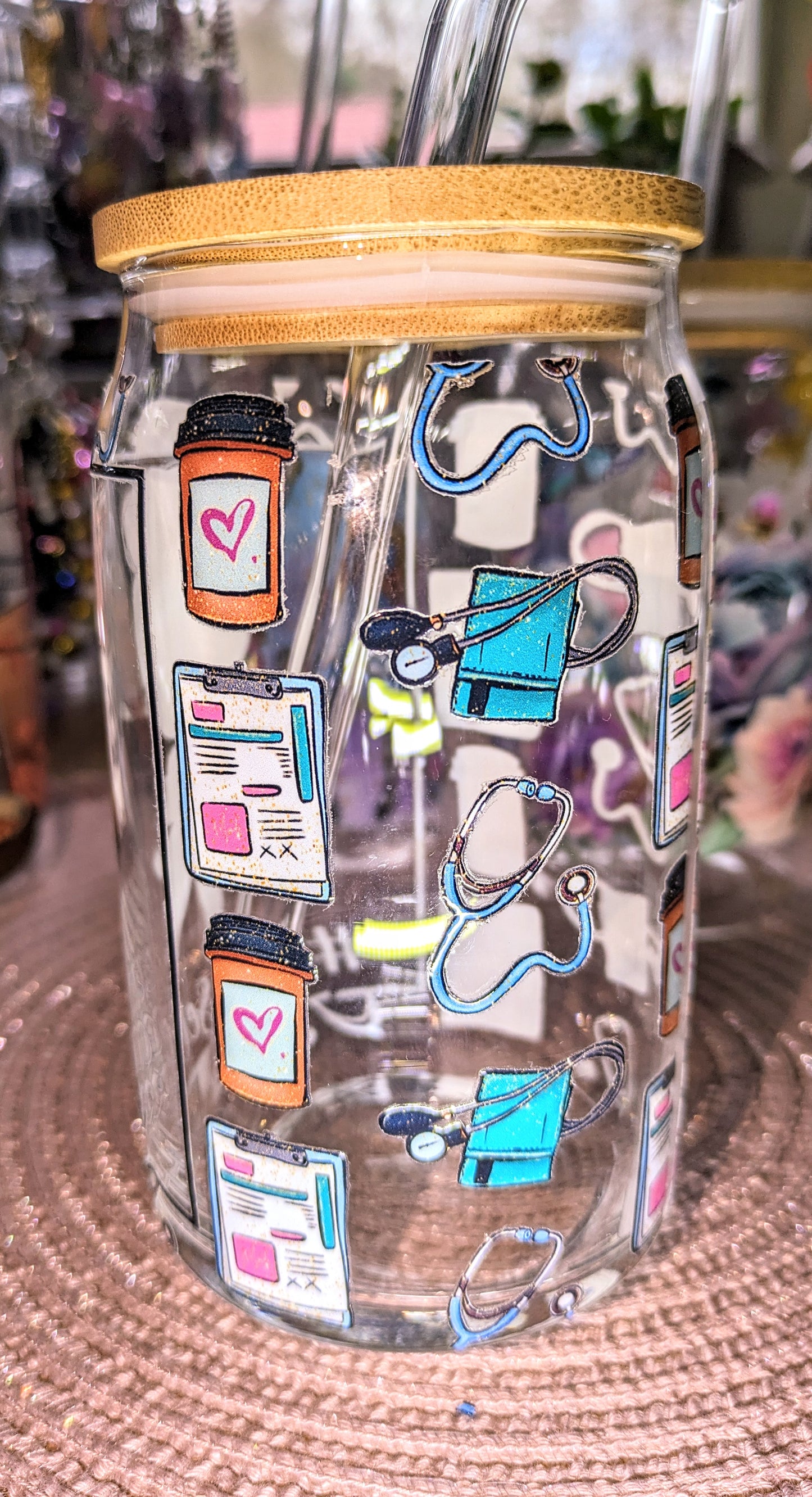 Fertig beklebte Gläser