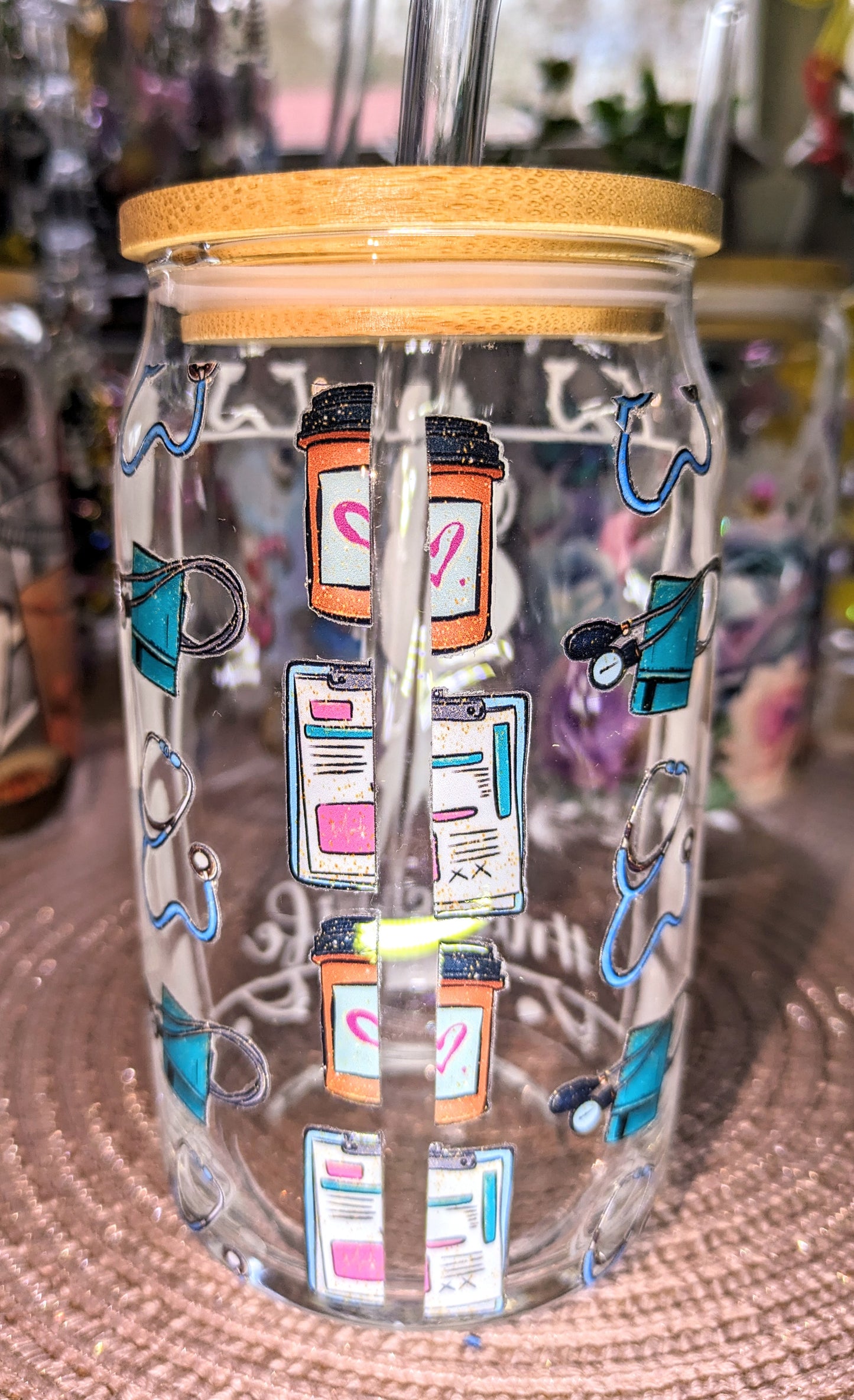 Fertig beklebte Gläser