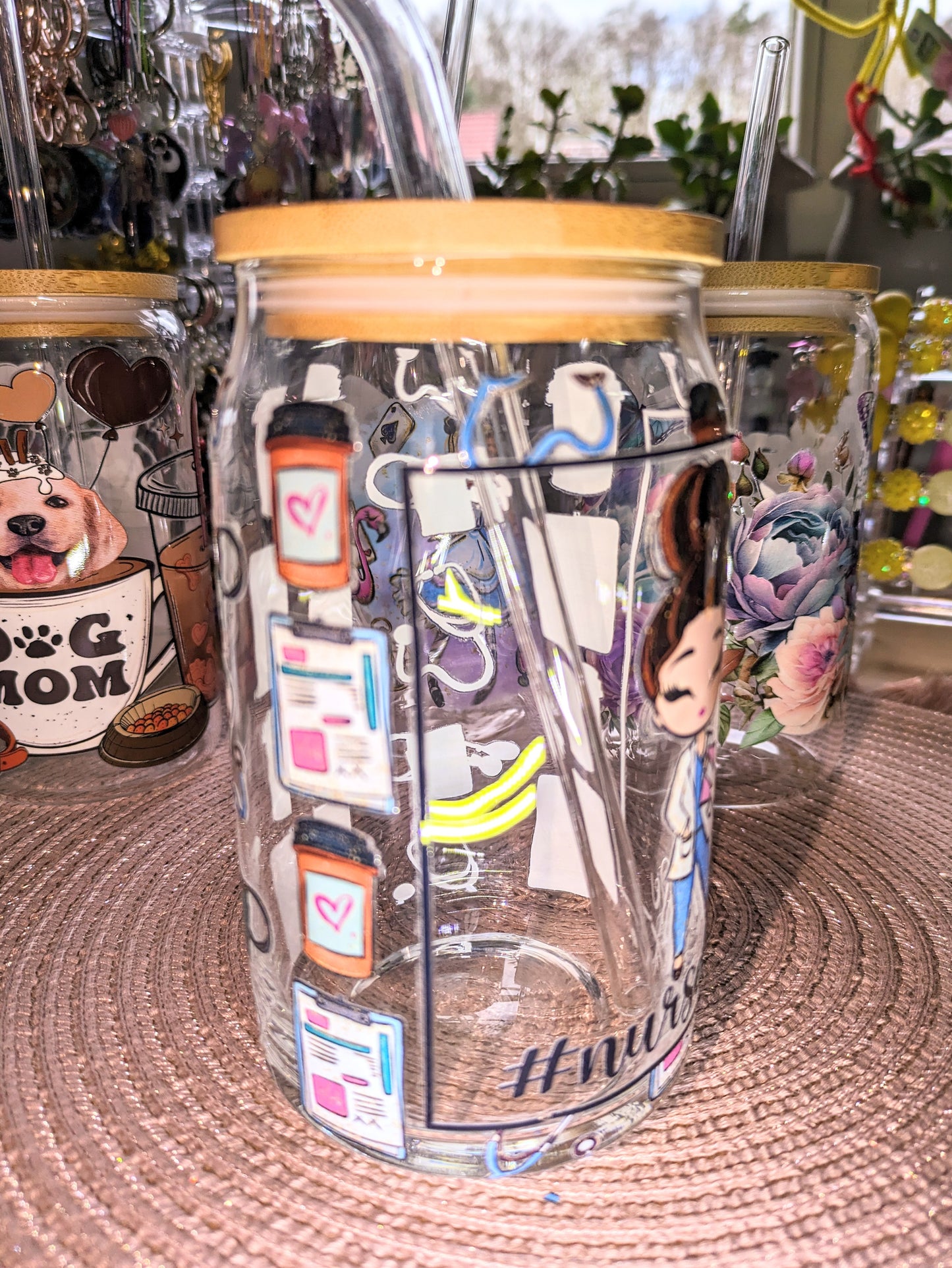 Fertig beklebte Gläser