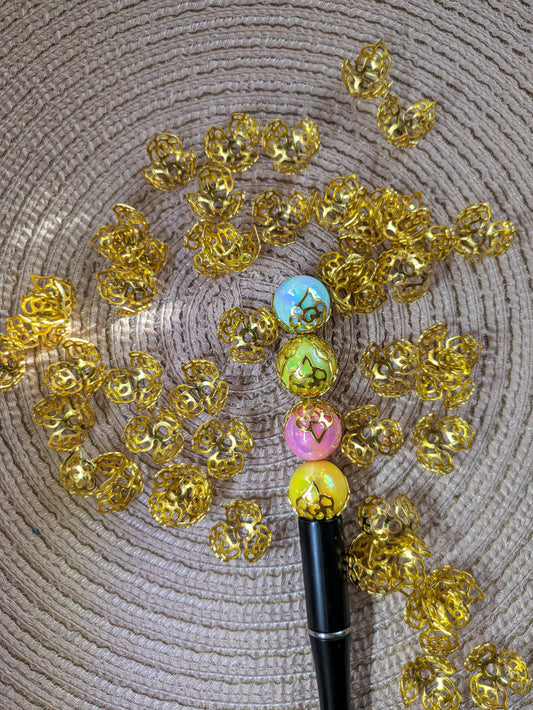 S83 Blumenverzierung Rose für 16mm Perlen gold