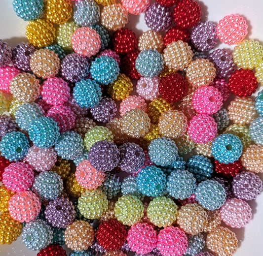 Himbeerperlen 14 mm innverschiedenen Faben