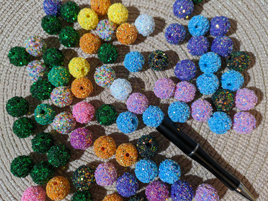 Glitzer Konfetti Perlen 16 mm verschiedene Farben