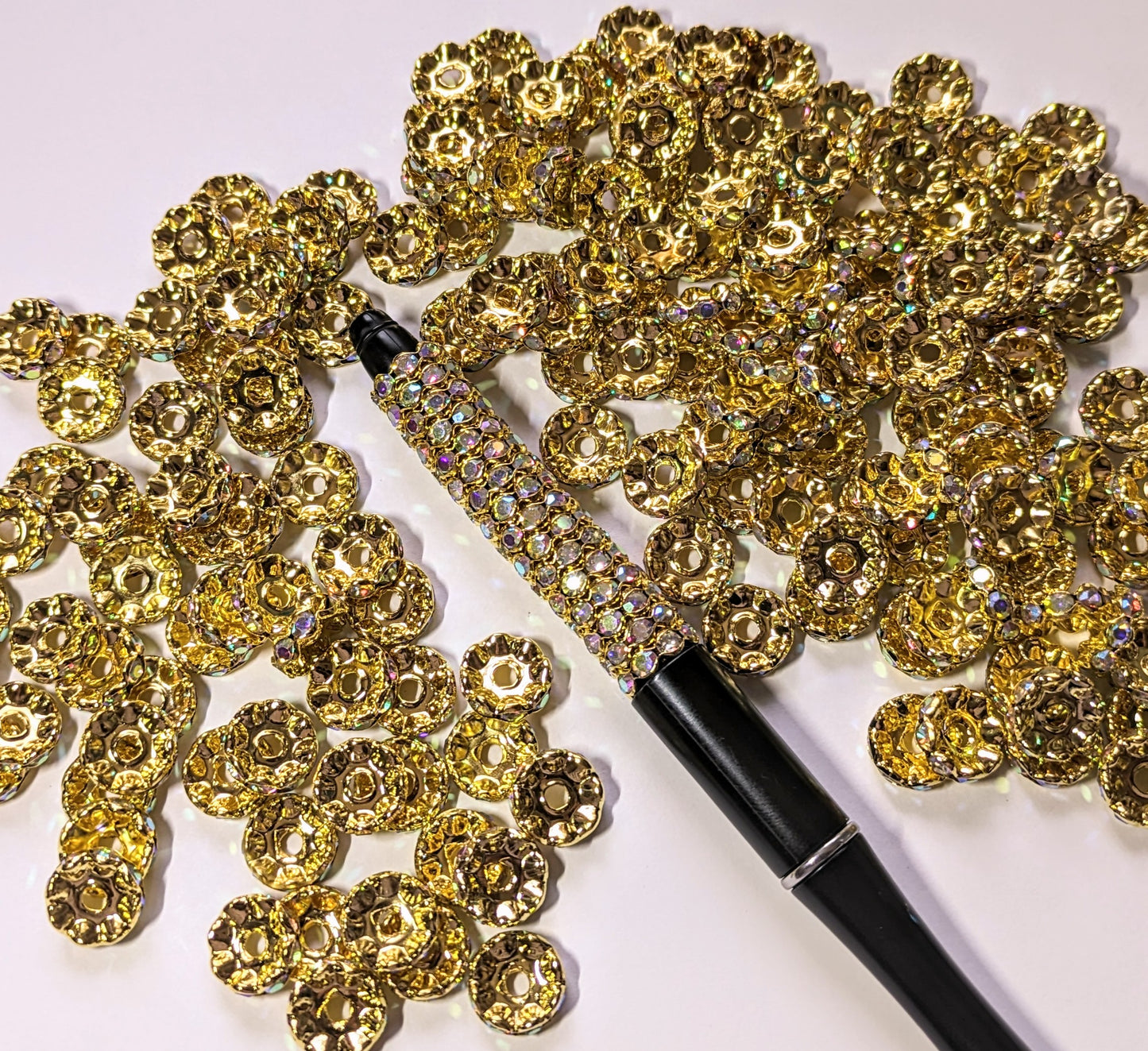 S15 12 mm AB Gold Strass wellig Spacer Abstandsperlen