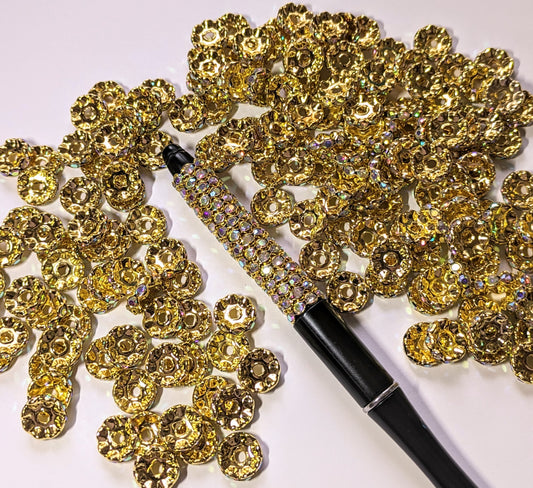 S15 12 mm AB Gold Strass wellig Spacer Abstandsperlen