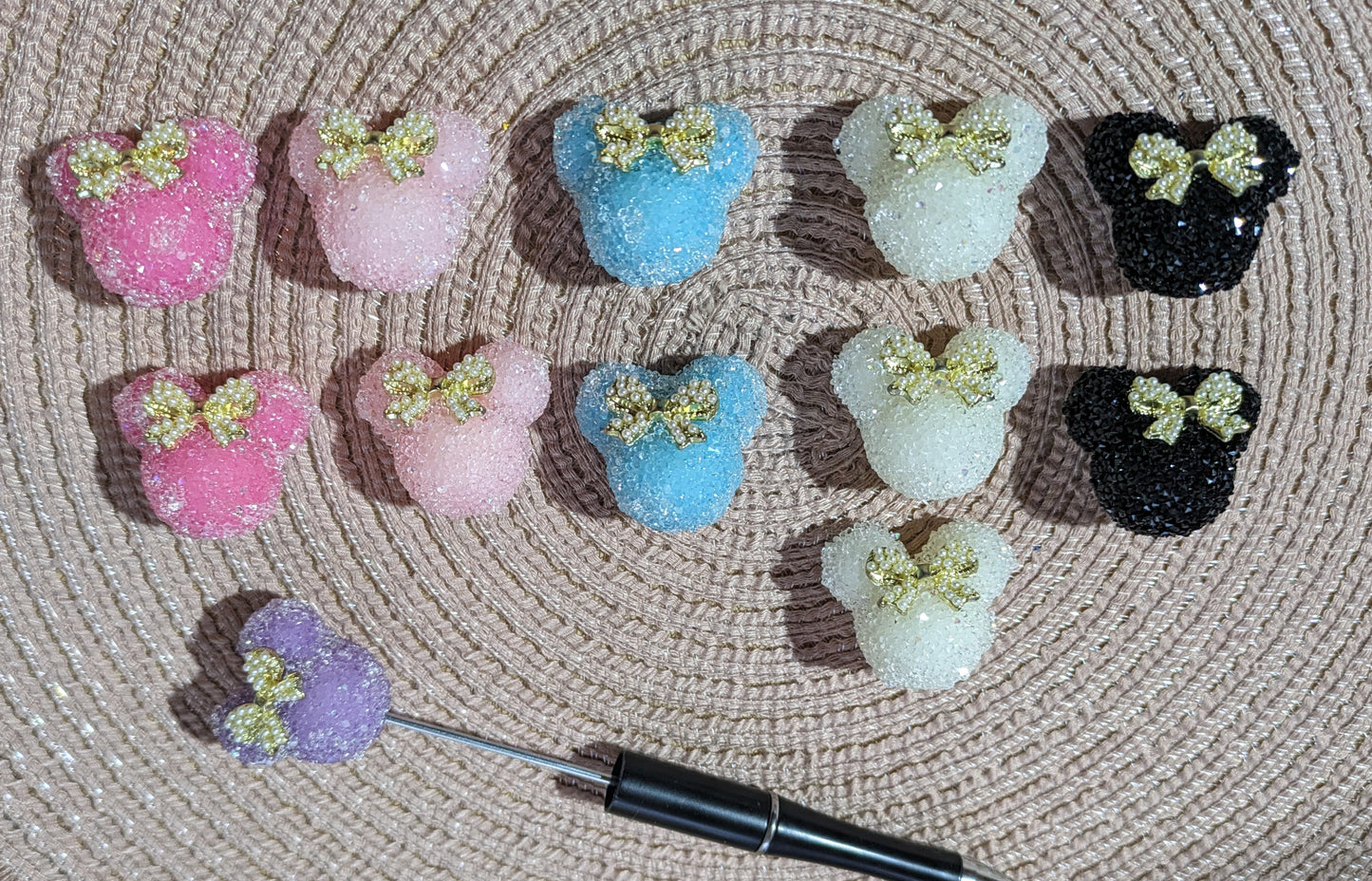 Zuckerperle Maus Kopf mit Schleife diverse Farben