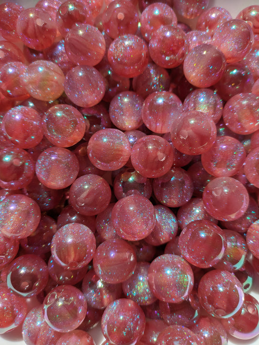 Galaxy Glitter Wassermelone Perle 16 mm pink