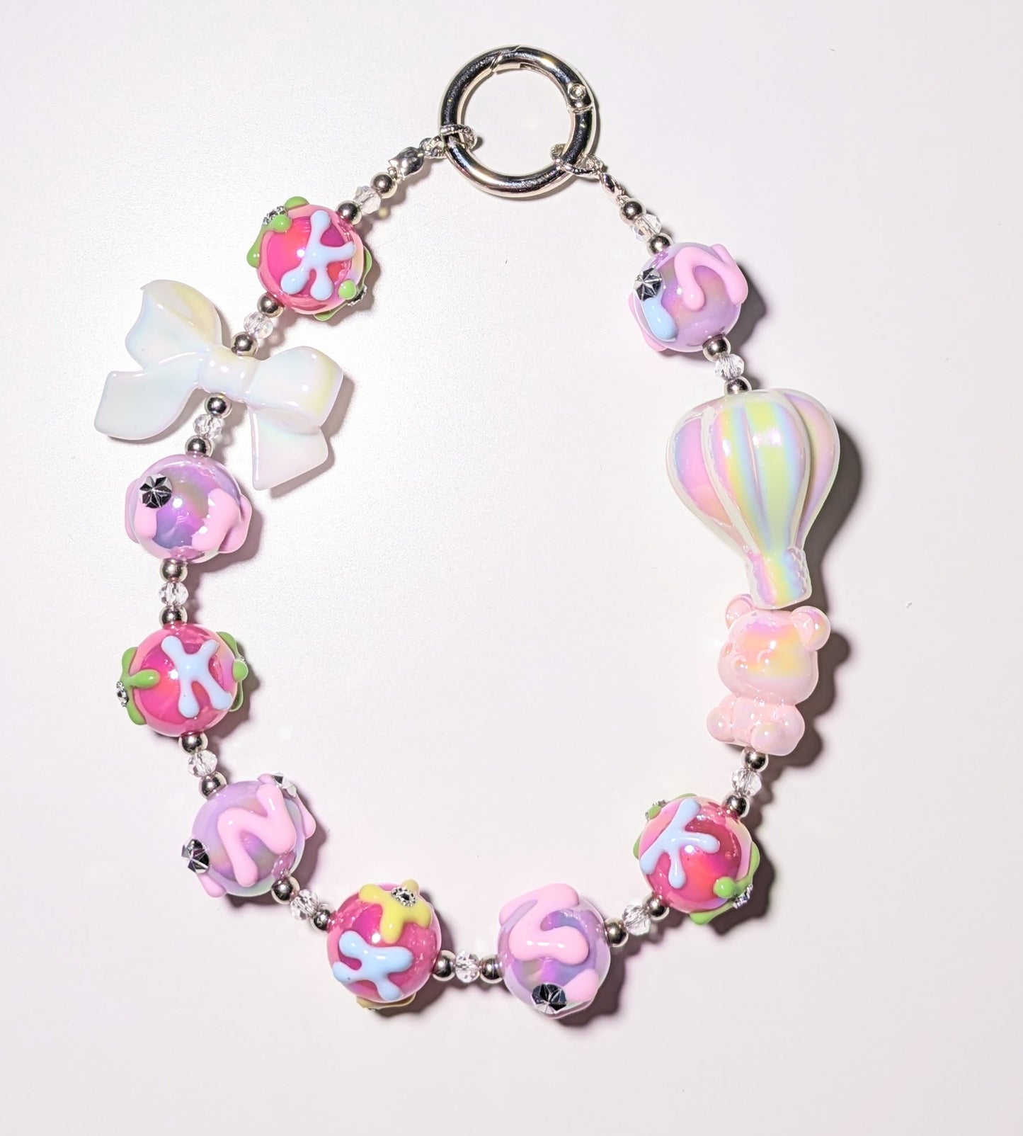 Handykette Schlüsselanhänger mit Handbemalten Perlen 03