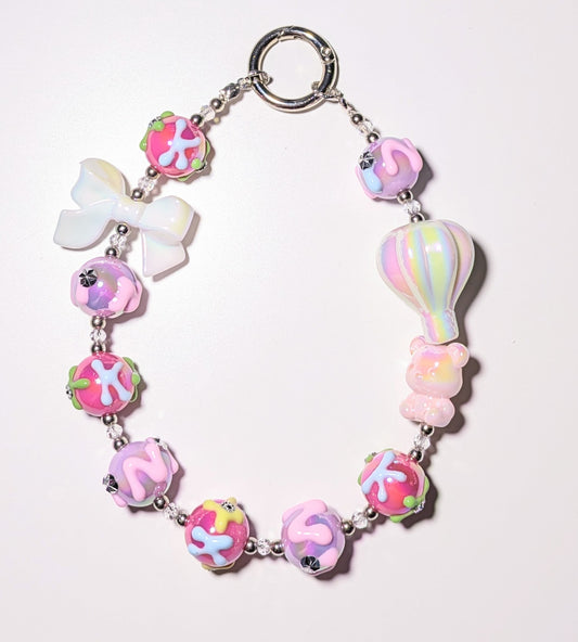 Handykette Schlüsselanhänger mit Handbemalten Perlen 03