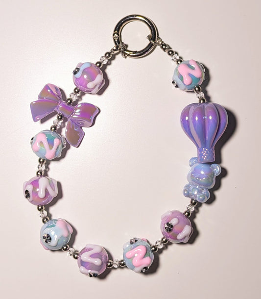 Handykette Schlüsselanhänger mit Handbemalten Perlen 04