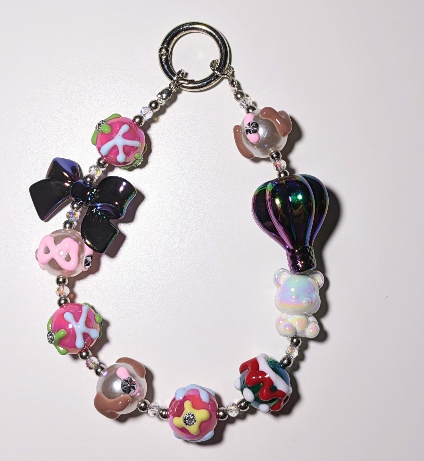 Handykette Schlüsselanhänger mit Handbemalten Perlen 01