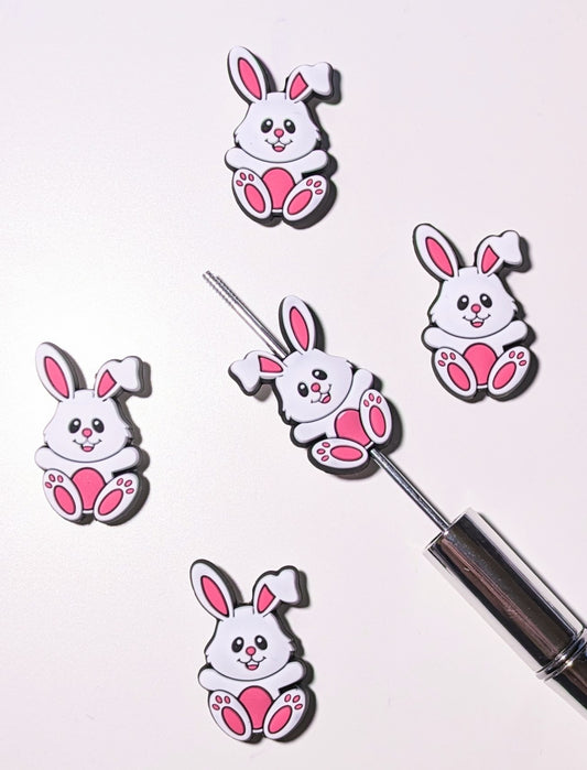 Focal Silikonperle Hase Häschen weiß pink