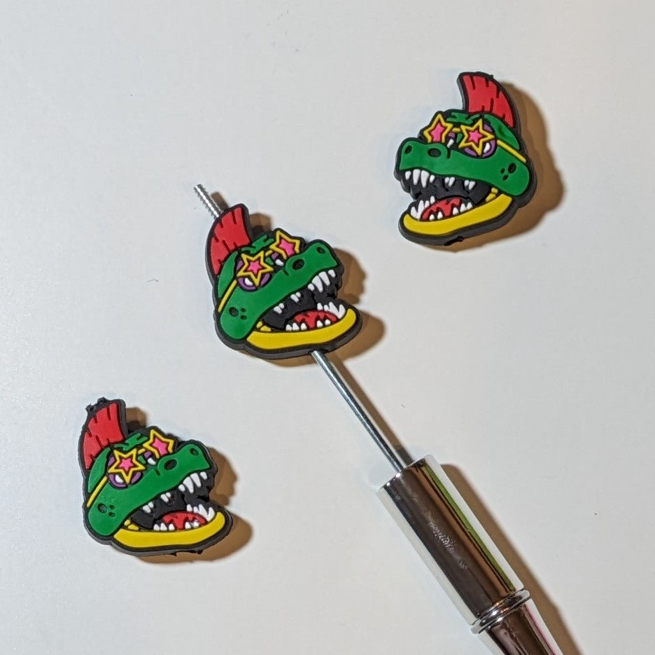 S47  Echse Dino Drache mit irokesenschnitt Focal Silikonperle