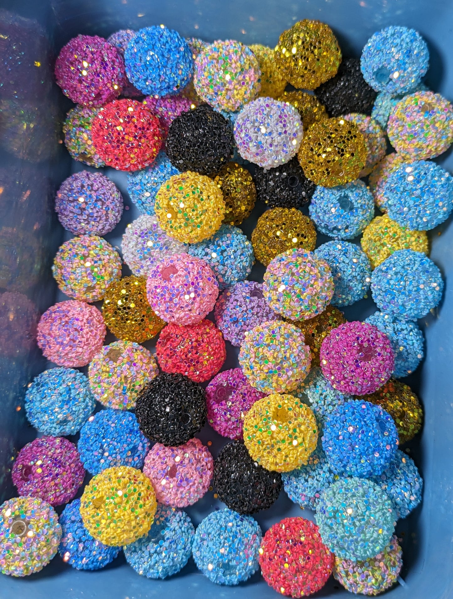 K02  Konfettiglitzerperlen in verschiedenen Farben 20 mm