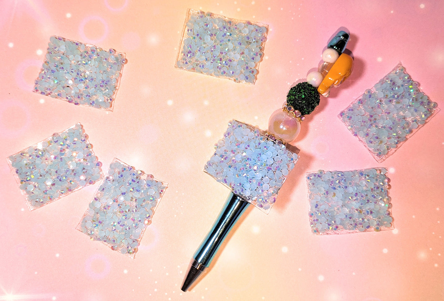 KK61  Aufkleber für den Kugelschreiber Strassoptik hellblau