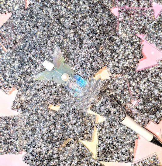 KK05  Aufkleber / Sticker Strass Diamanten Silber für den Kugelschreiber