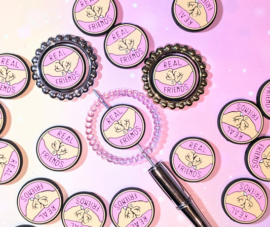 S48  Silikonperle Focal " Real Friends" Faust Freunde rosa