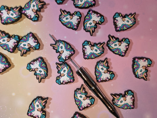 S47  Silikonperle / Focal Einhorn bunt Mystery