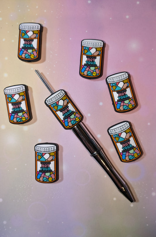 S58  Silikonperle / Focal " You are not your Diagnosis " Medikamentenbecher Pille