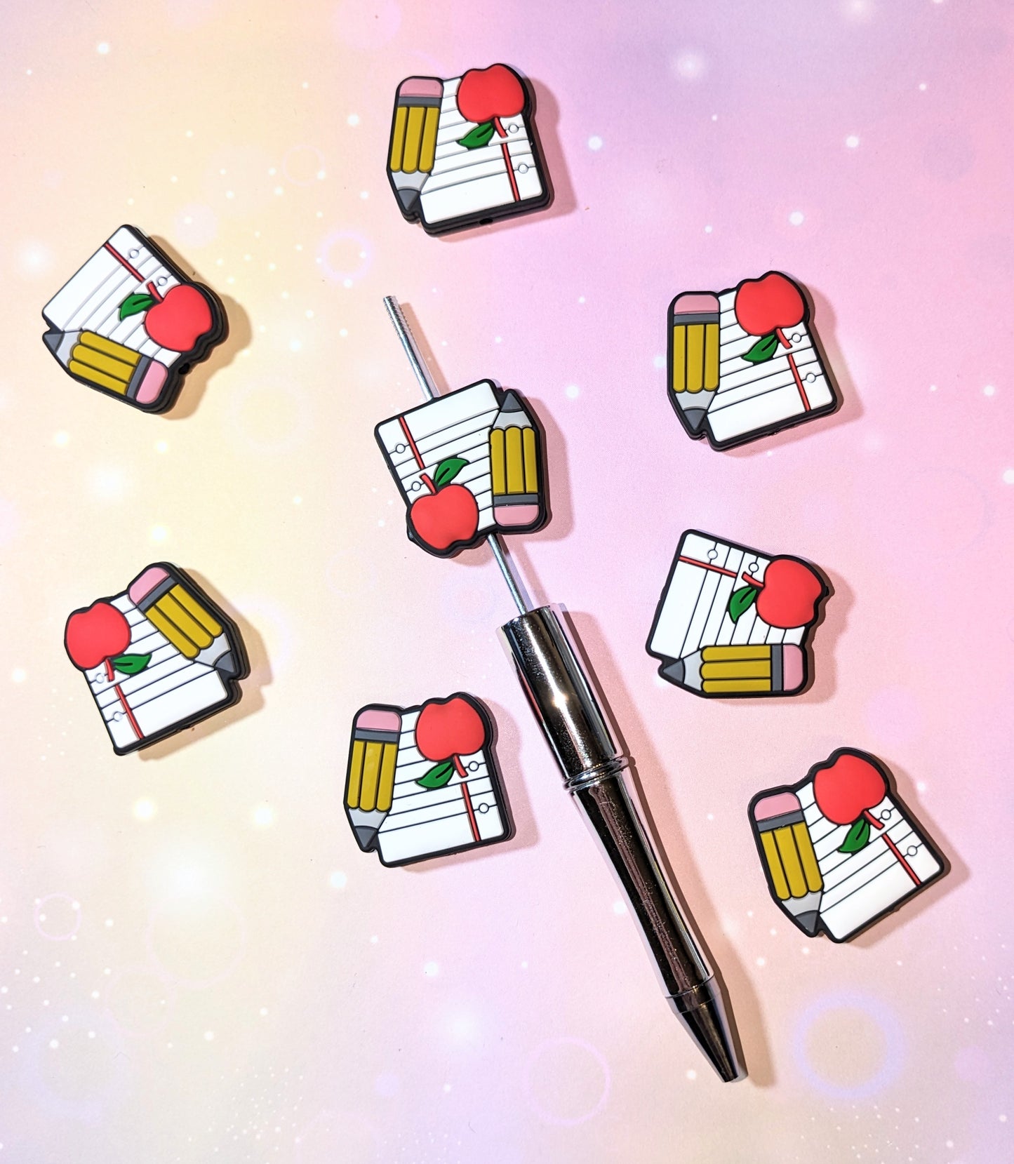 Silikonperlen / Focal Block Bleistift Apfel Lehrer