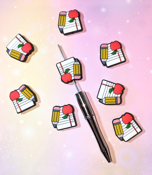 Silikonperlen / Focal Block Bleistift Apfel Lehrer