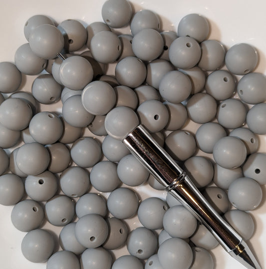 Silikonperlen hellgrau Elefantengrau 16 mm