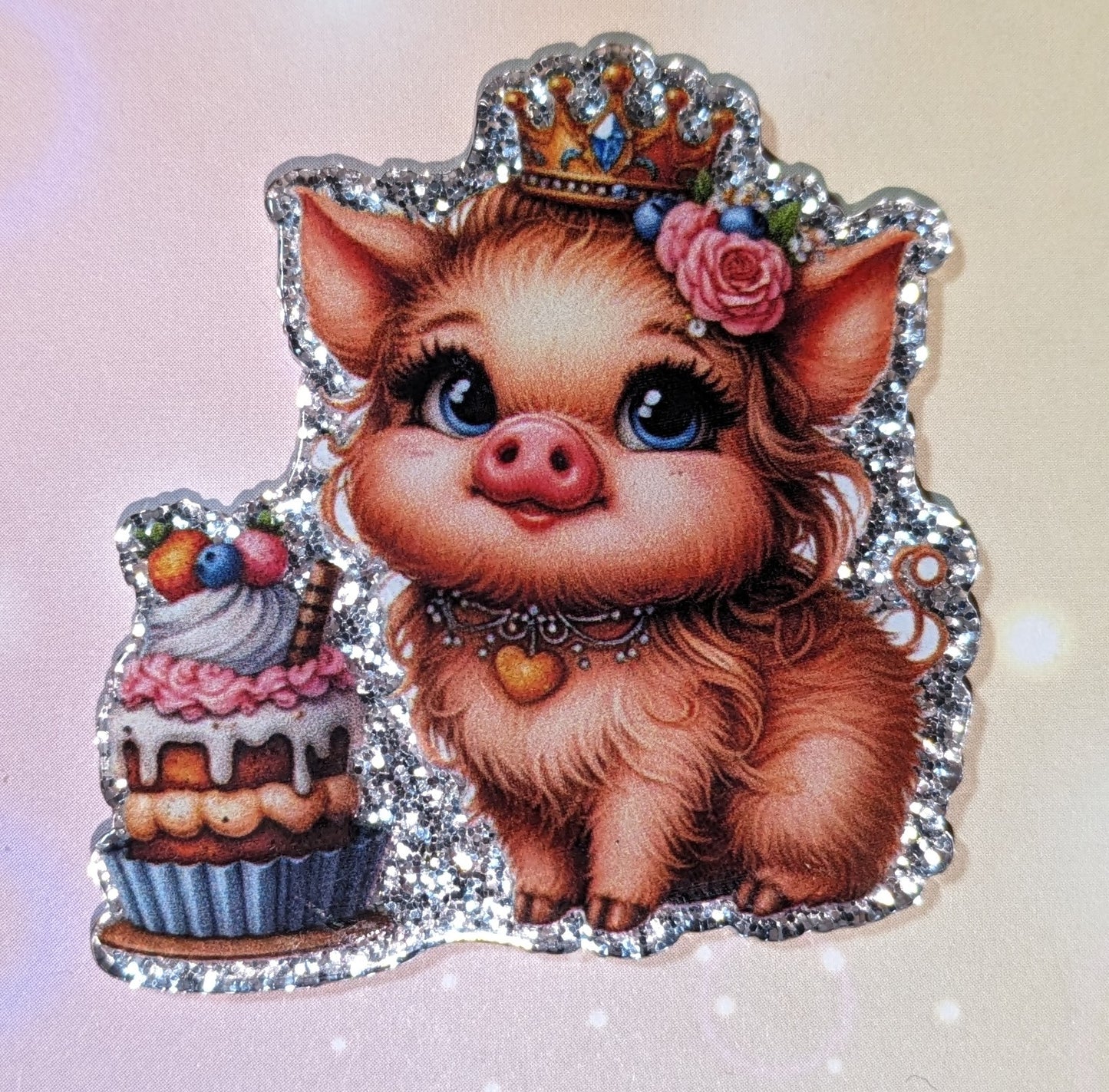 Glitzercharm Schwein Torte Diadem Schmuck Geburtstag