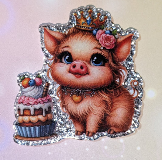 Glitzercharm Schwein Torte Diadem Schmuck Geburtstag
