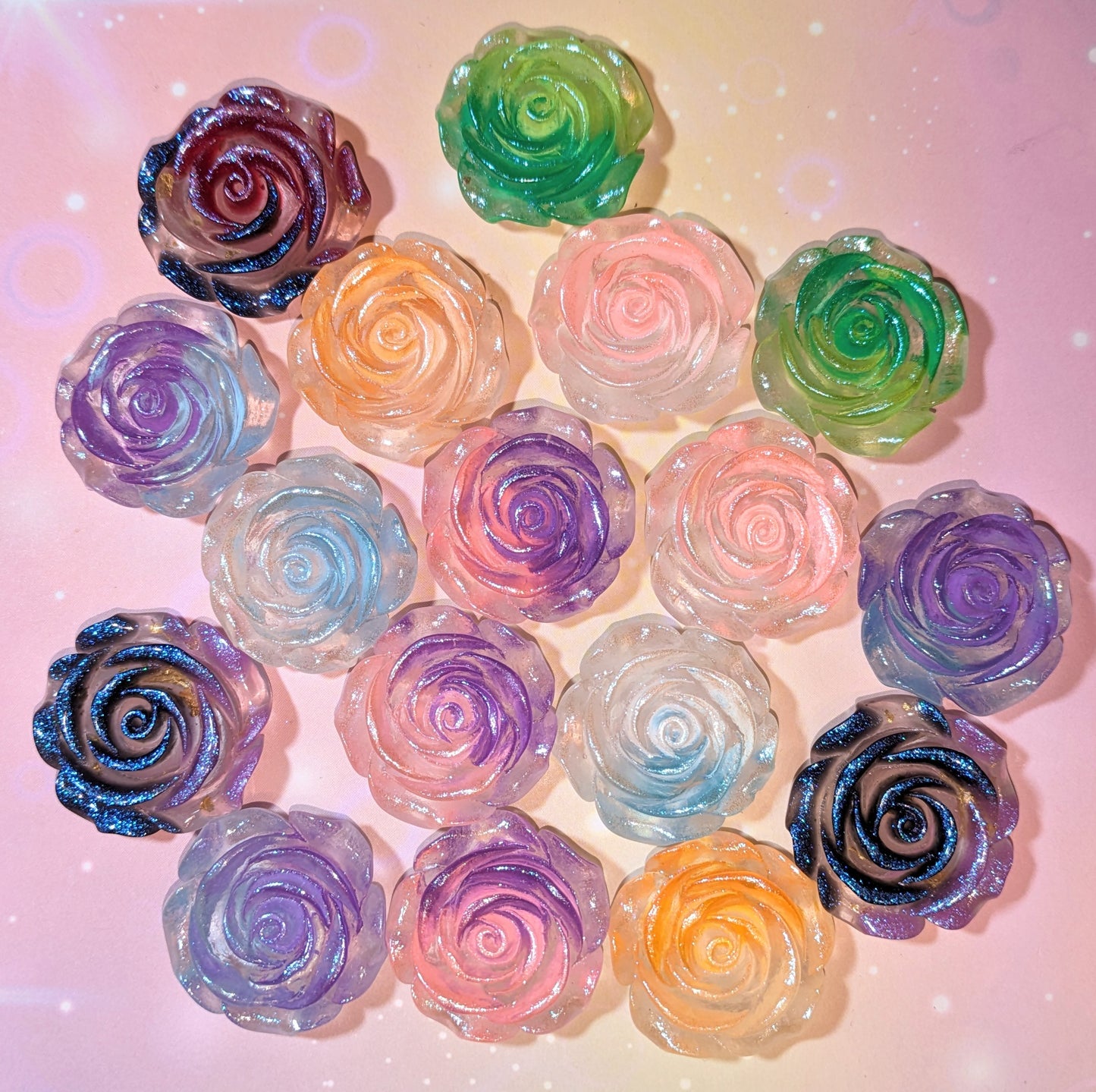 KK63  Rosen mit feinen Glitzerpartikeln Goldflakes Nachtleuchtend Luminous Glow in the Dark