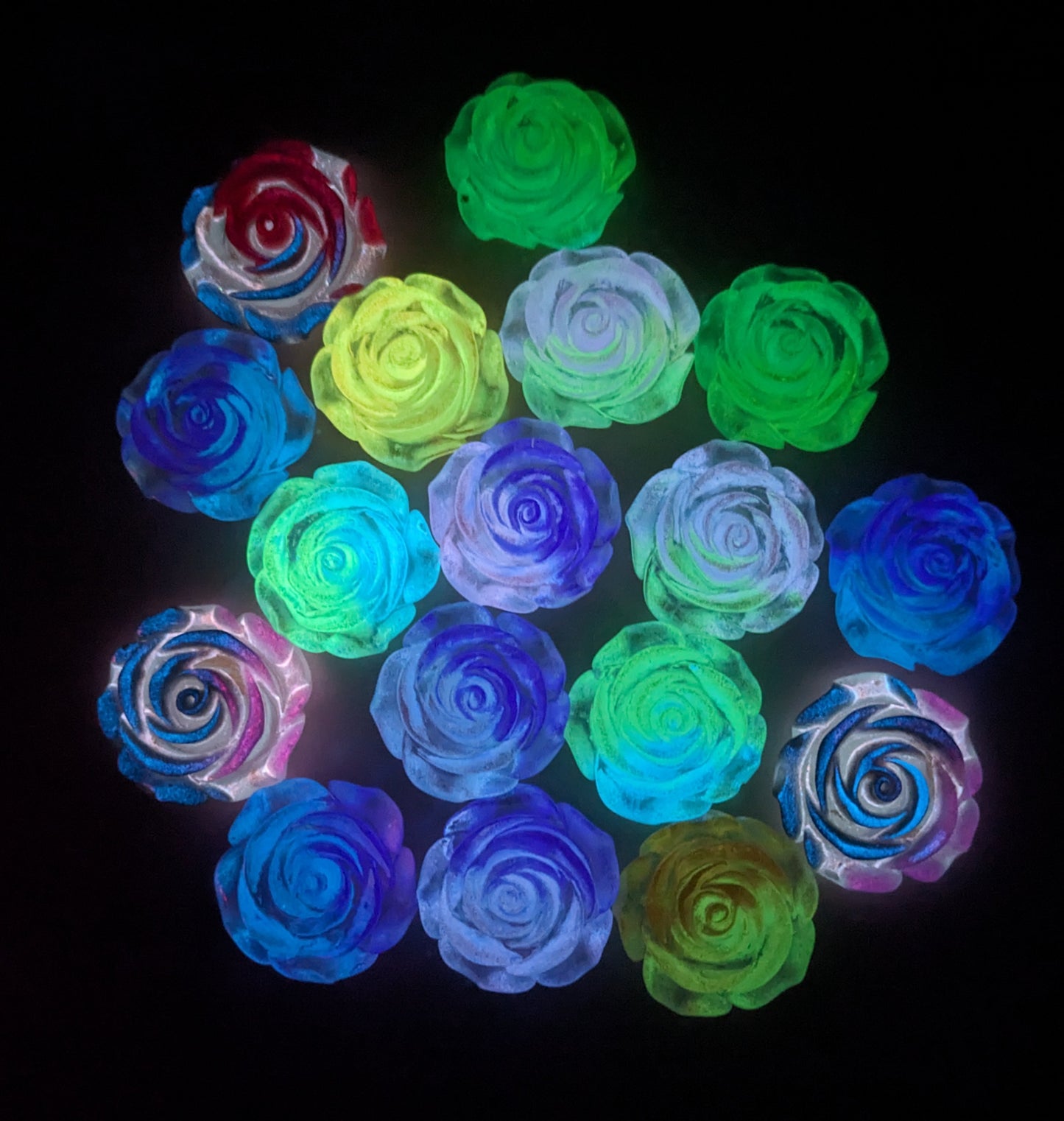 KK63  Rosen mit feinen Glitzerpartikeln Goldflakes Nachtleuchtend Luminous Glow in the Dark