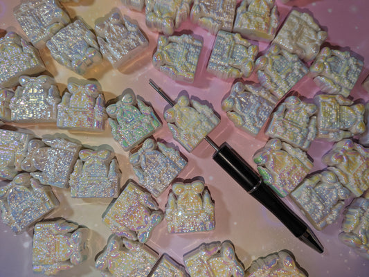 BOX01/B15 3D Schloss Perle in weiß leuchtet im Dunklen Glow in the Dark Nachtleuchtend