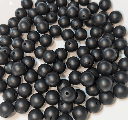 BOX01/B04 12 mm Silikonperle Uni schwarz