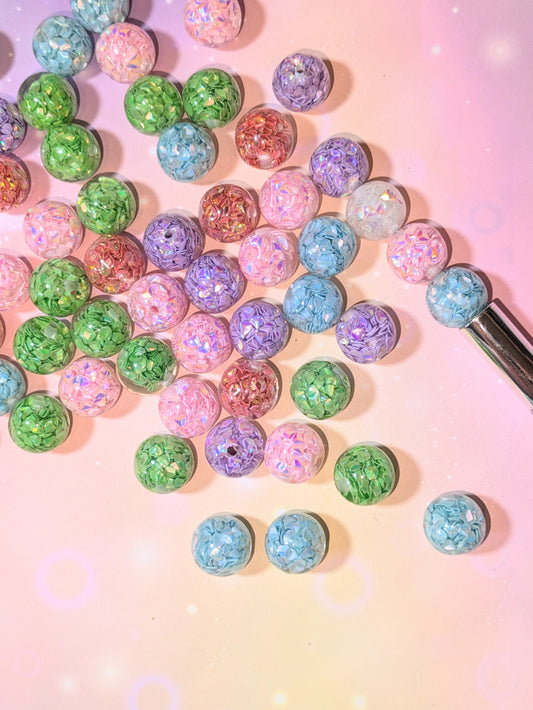 KK60  Resinperlen mit Herzkonfetti in verschiedenen Farben 16mm