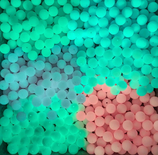 Silikonperlen 15 mm rund in verschiedenen Farben Glow in the Dark Nachtleuchtend