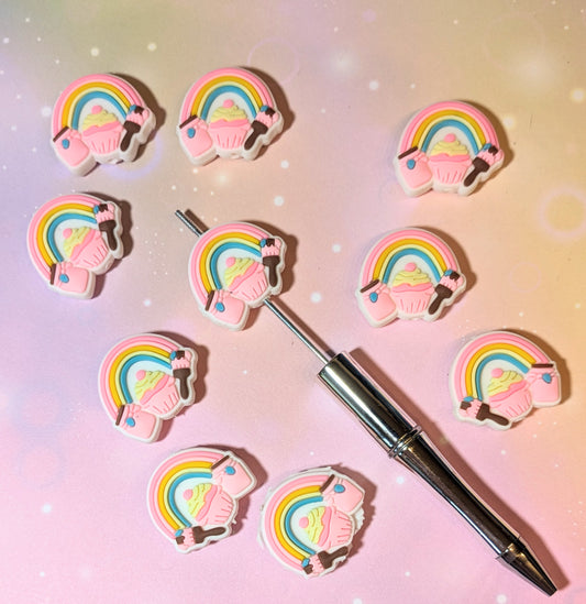 Focal Silikonperle Muffin Regenbogen Süßigkeiten Süssigkeiten