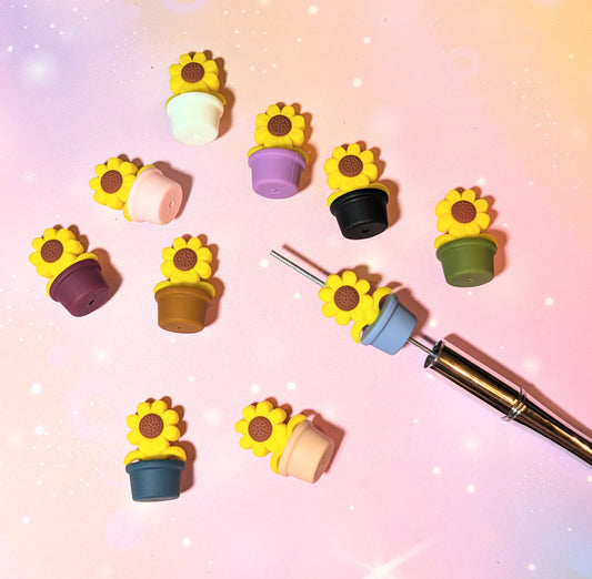 Focal Silikonperle 3D Sonnenblume im Blumentopf in verschiedenen Farben