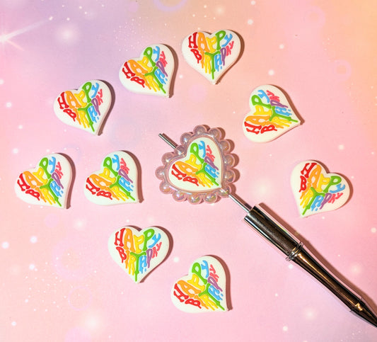 Focal Silikonperle Happy Birthday bunt schmelzend