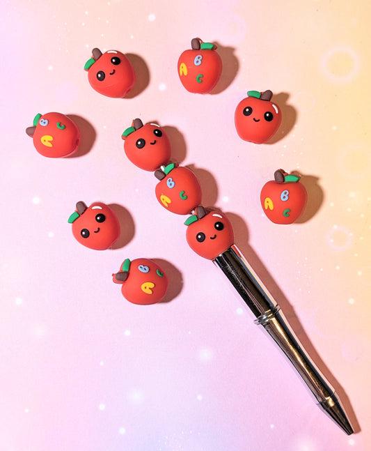 Focal Silikonperle 3D Apfel ABC rot