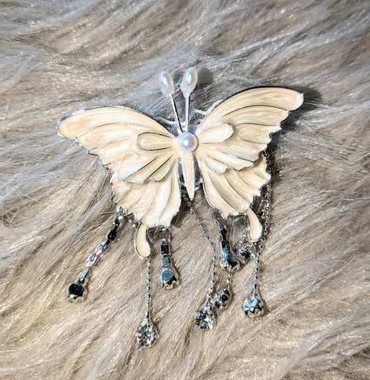 Atemberaubende große Schmetterlingsperle Cremefarbend