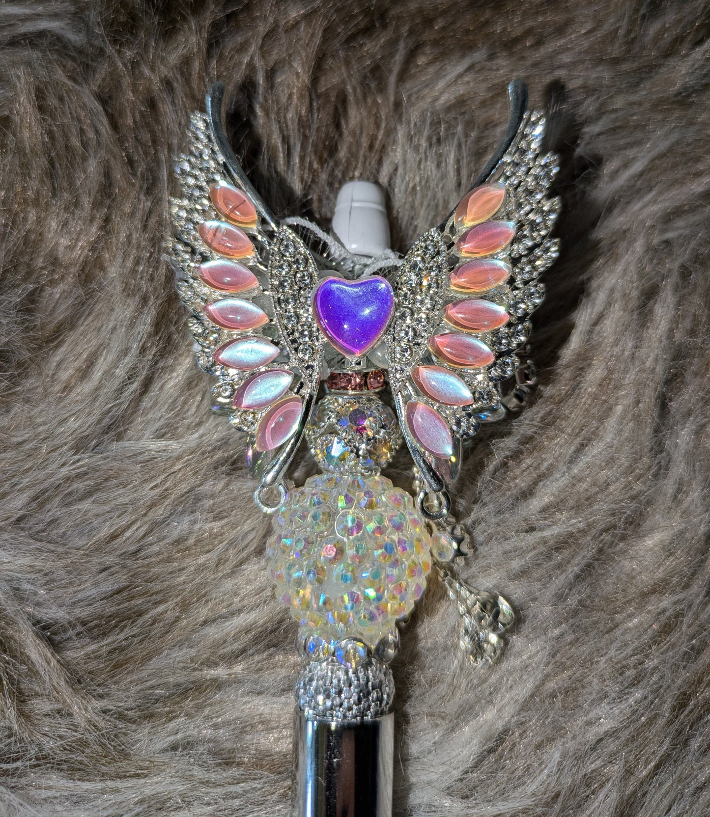 Atemberaubend schöne Regenbogen Engelsflügel aus Metall mit viel Stass Holo