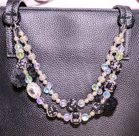 Funkelnder aufwendiger Taschenbaumler #3 schwarz klar Glasperlen