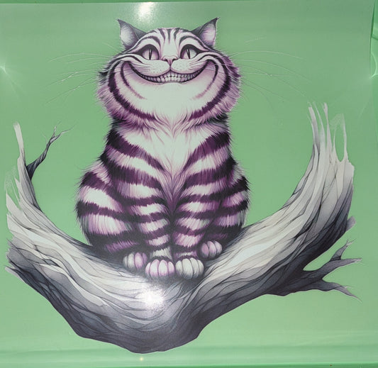 Bügelbild Gr. L Grinsekatze lila