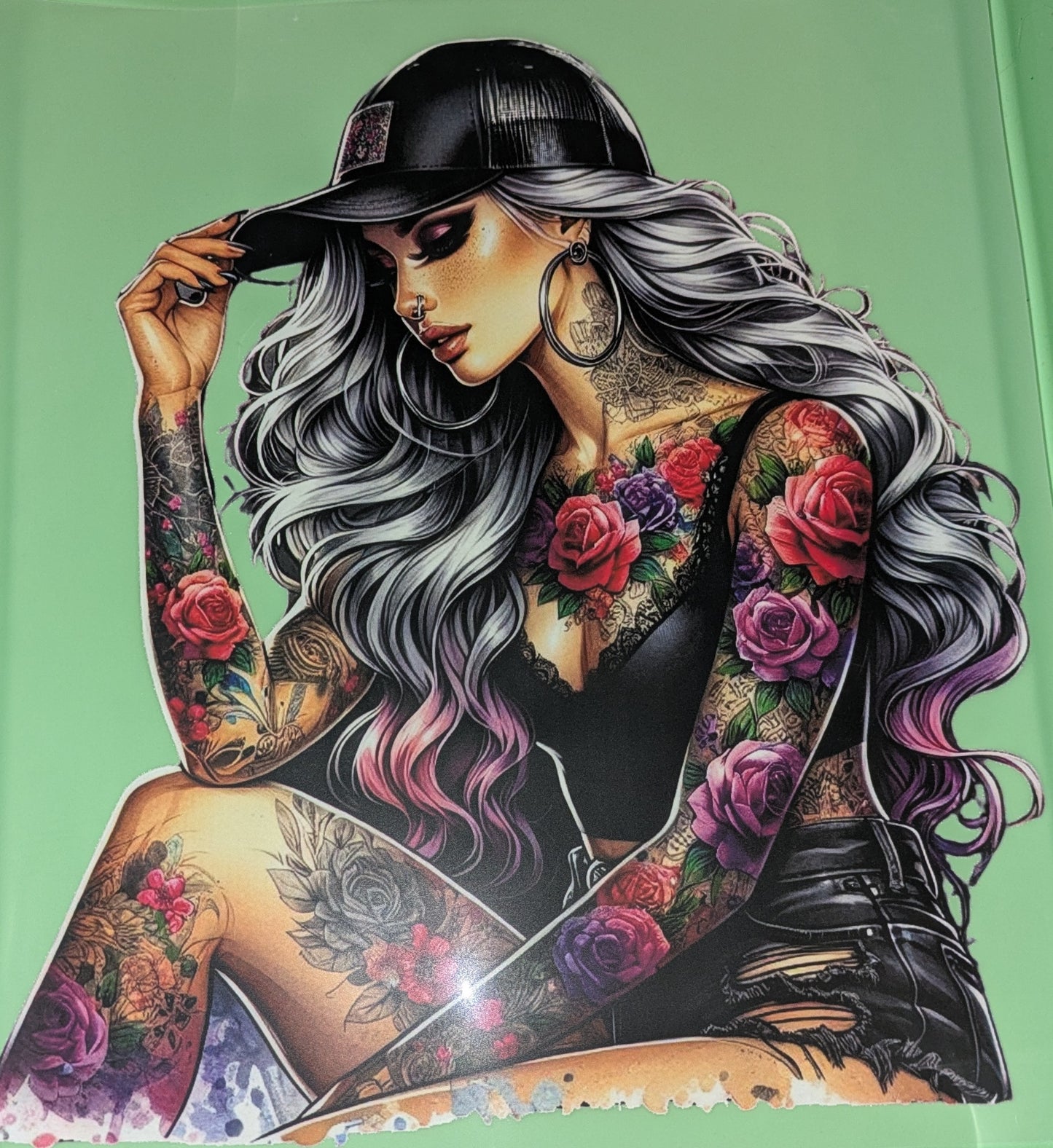 Bügelbild Gr. L Basecap Girl