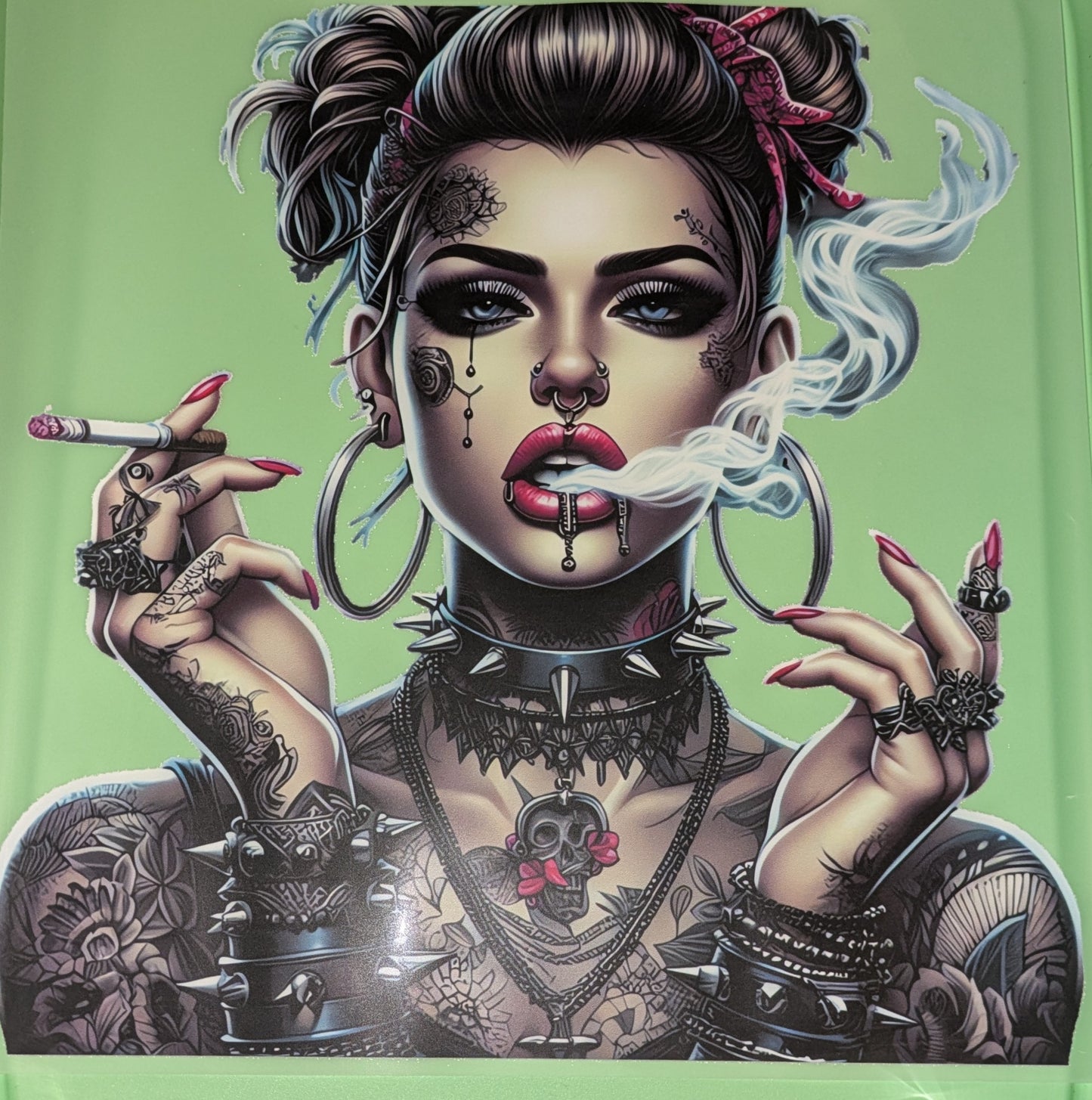 Bügelbild Gr. L Raucher Girl